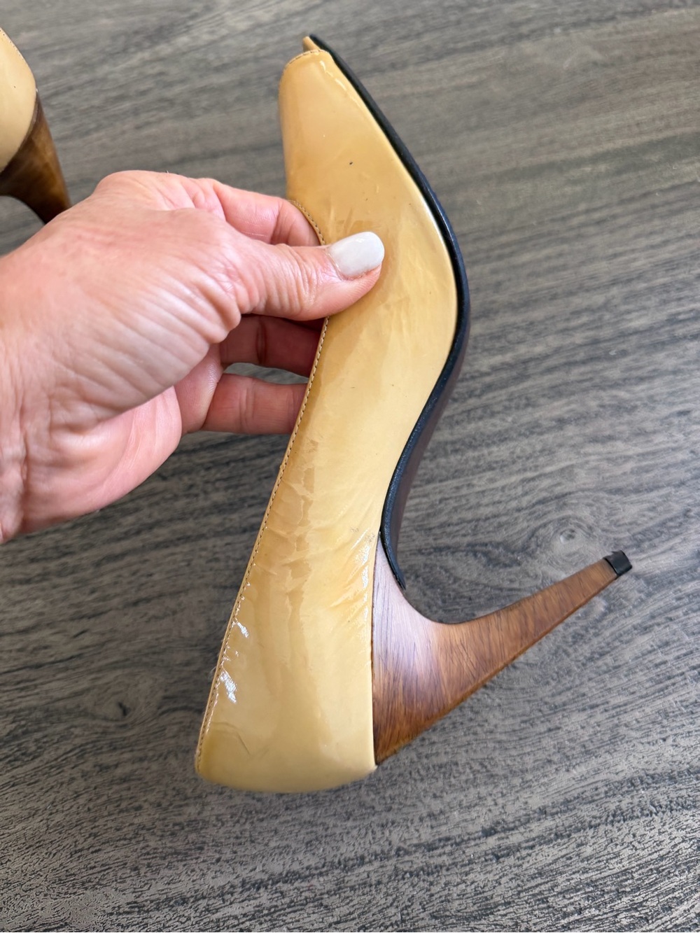 Stuart Weitzman Patent Peep-Toe Heels in Butter Yellow - Picture 10 of 12